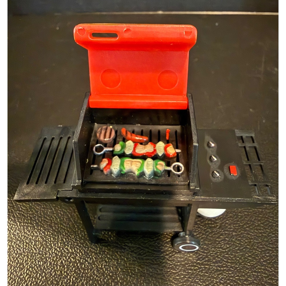Weber Miniature BBQ Grill Red Black Dollhouse Toy Food Accessories Vintage